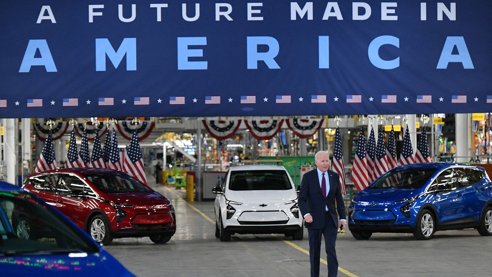 President Biden visits GM's new electric vehicle plant, promotes infrastructure deal