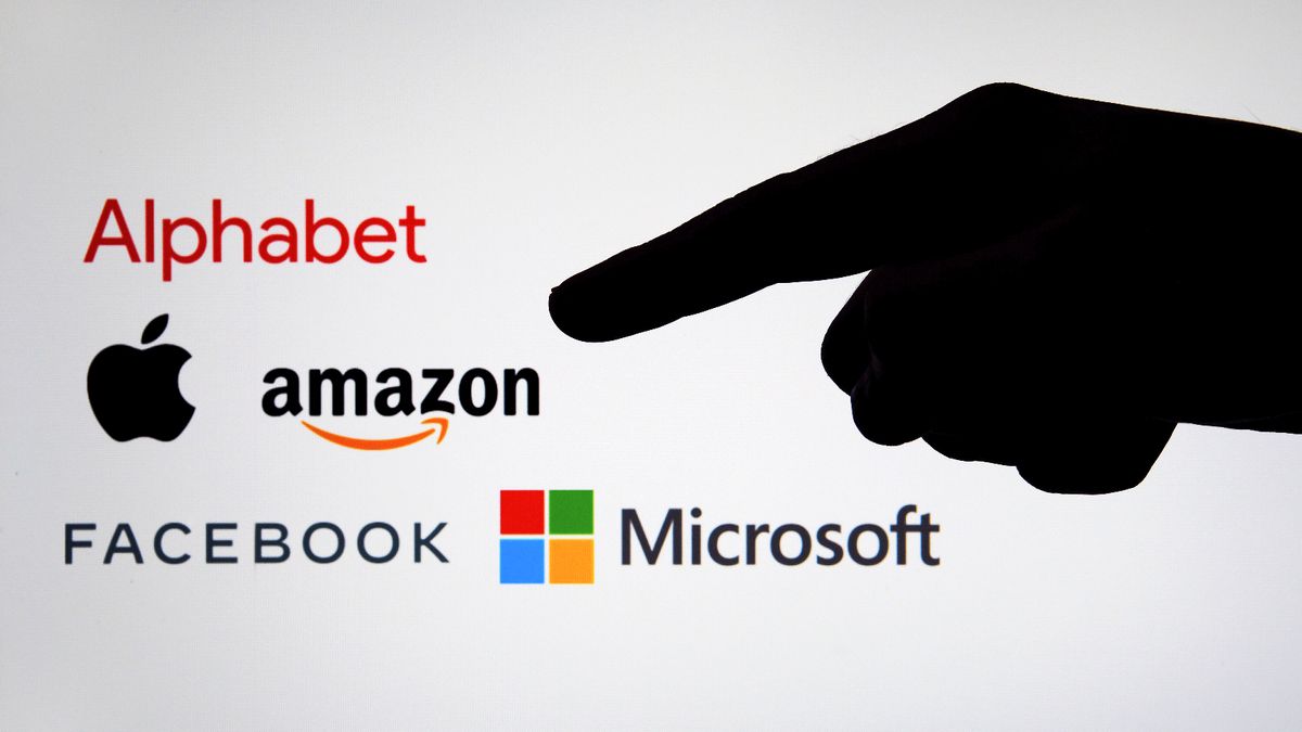 Big,Tech,Company,Logos:,Alphabet,,Amazon,,Apple,,Facebook,And,Microsoft