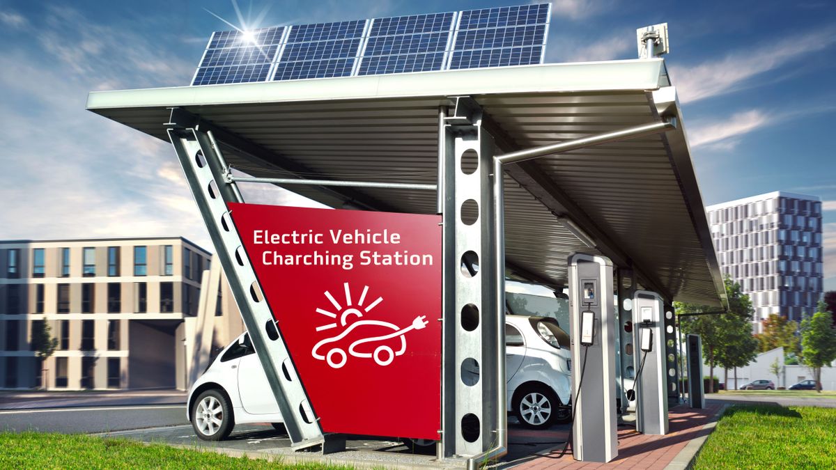 Electric,Cars,On,Solar,Charging,Station,With,Solar,Energy,And