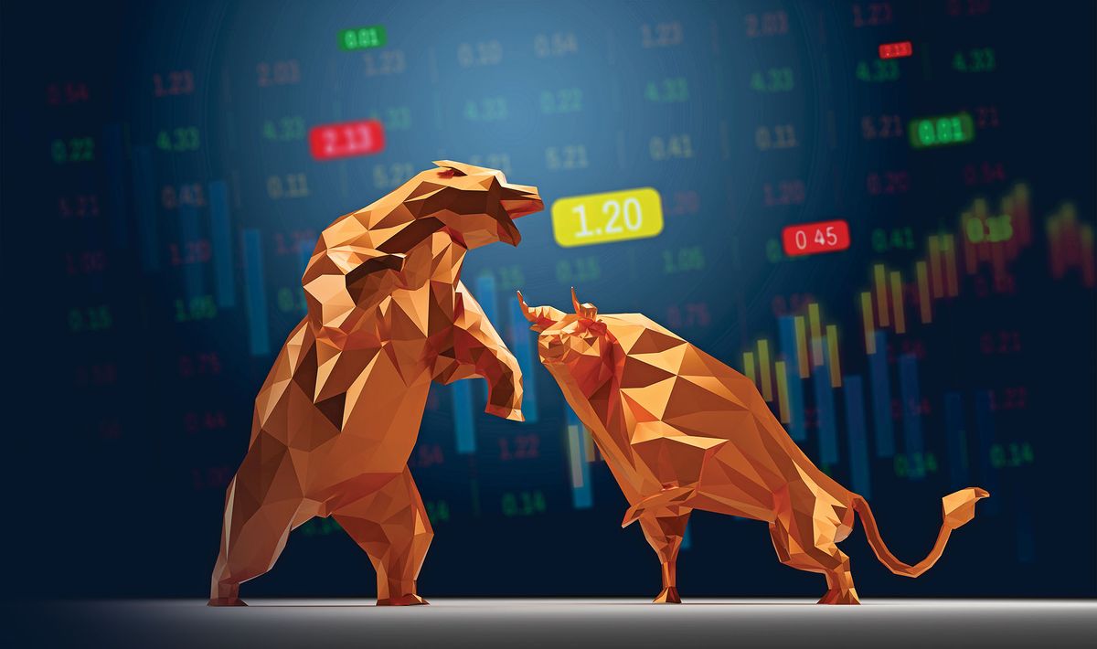 Bull,And,Bear,Symbol,With,Stock,Market,Concept.,3d,Rendering