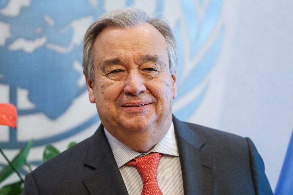 António Guterres receives Palestinian President Mahmoud Abbas at United Nations Headquarters