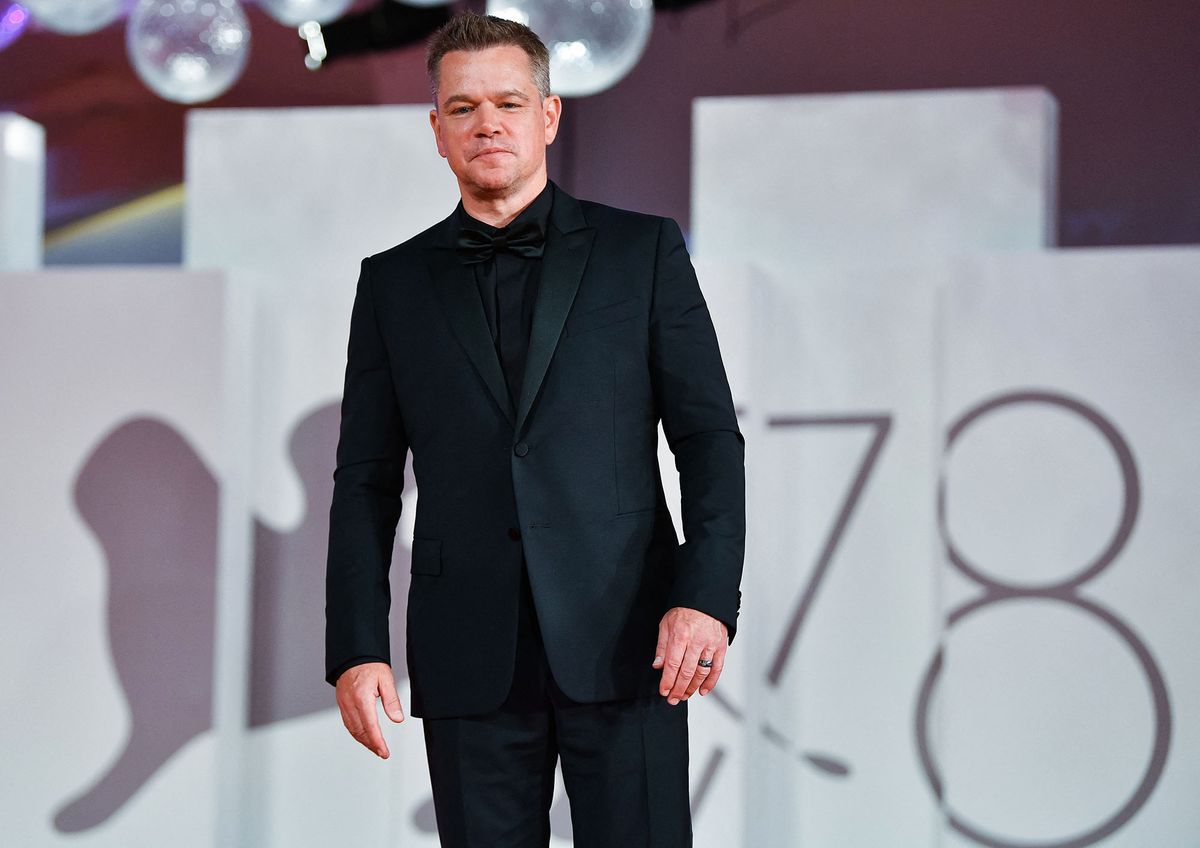 US actor Matt Damon arrives for the screening of the film "The Last Duel" presented out of competition on September 10, 2021 during the 78th Venice Film Festival at Venice Lido. (Photo by Filippo MONTEFORTE / AFP)