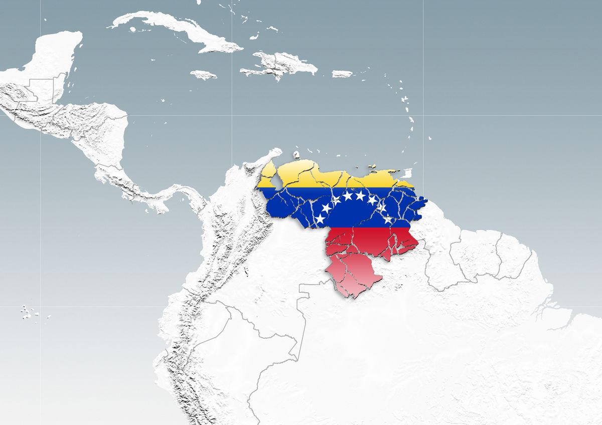 Venezuela,Breaks,Into,Pieces,On,A,Map,Of,South,America