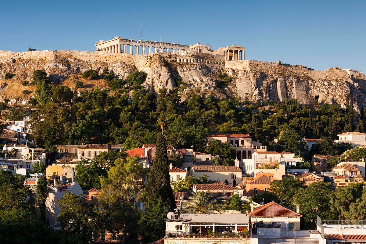606536703 Greece, Central Greece Region, Athens, Acropolis, elevated view, dawn