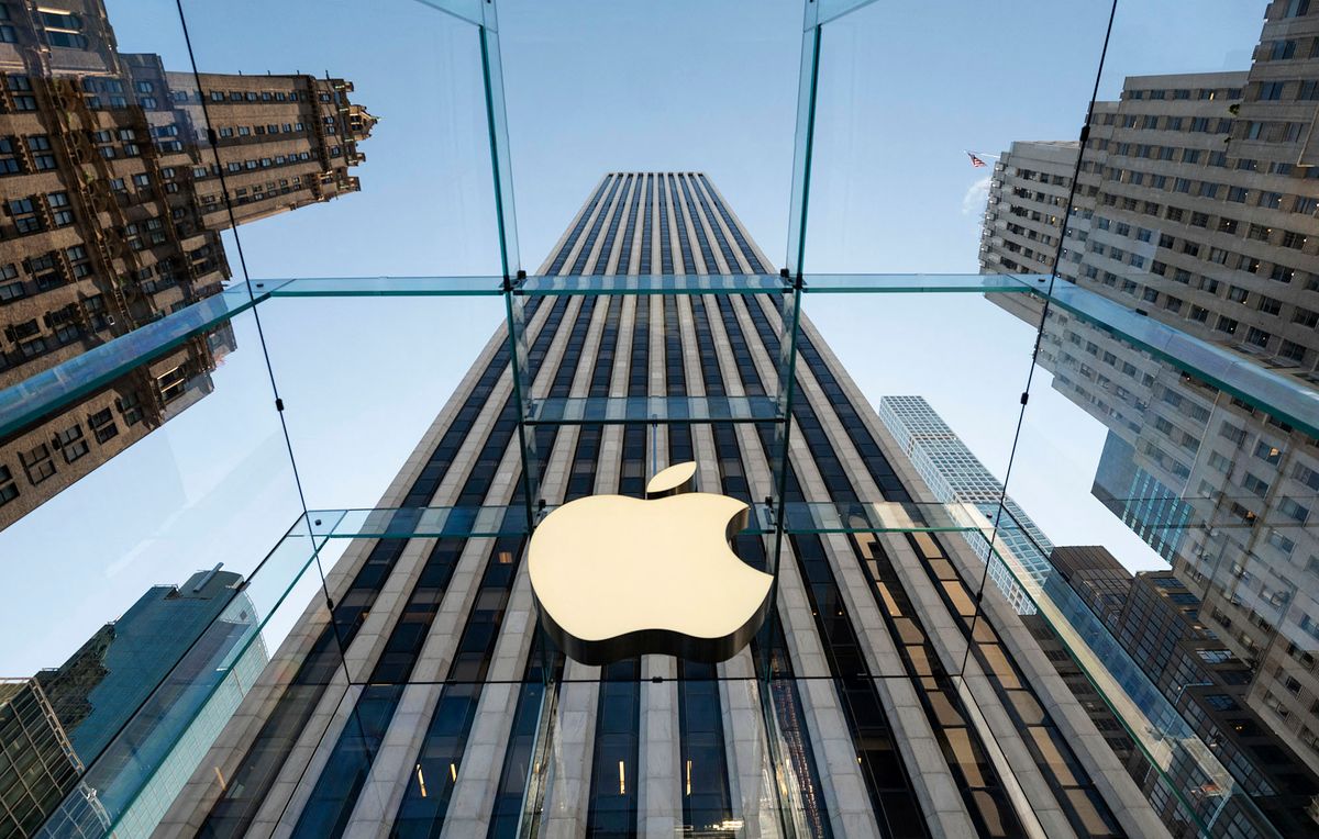 The newly renovated Apple Store at Fifth Avenue is pictured on September 19, 2019 in New York City. (Photo by Johannes EISELE / AFP)
