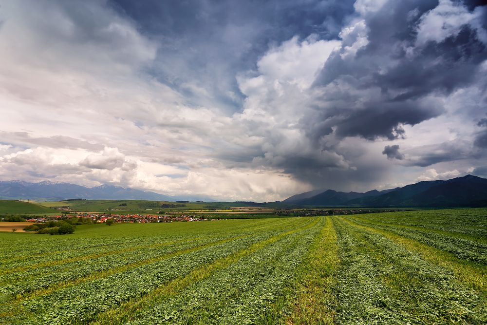 Spring,Rain,And,Storm,In,Mountains.,Green,Spring,Hills,Of