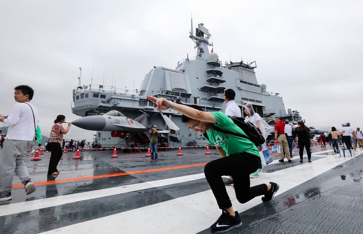 1092977452 Public visitors with tickets visit the People's Liberation Army Navy aircraft carrier Liaoning on Saturday of July 8, 2017. 08JUL17 SCMP / Felix Wong (Photo by Felix Wong/South China Morning Post via Getty Images)