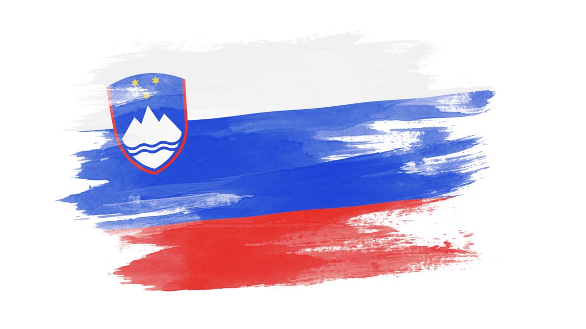 Slovenia,Flag,Brush,Stroke,,National,Flag,On,White,Background