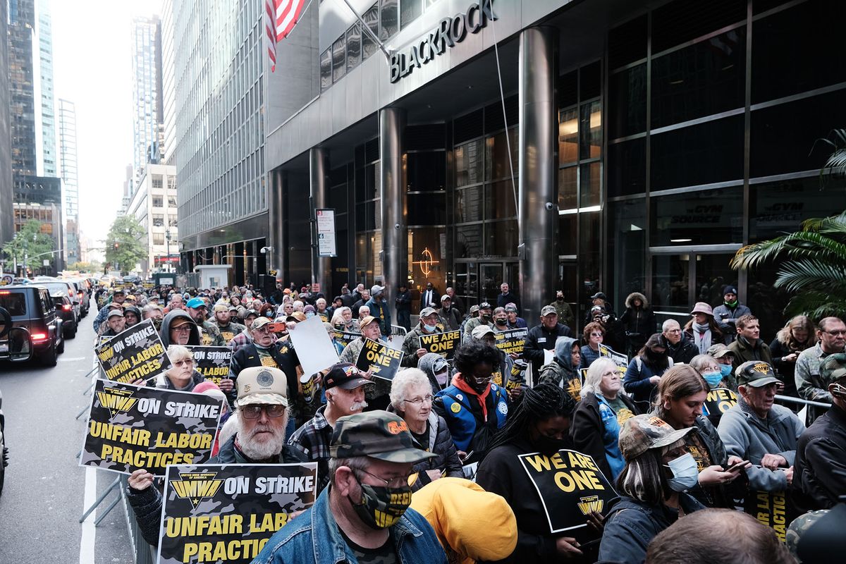 Coal Workers Union Pickets Outside BlackRock Investors In New York City
