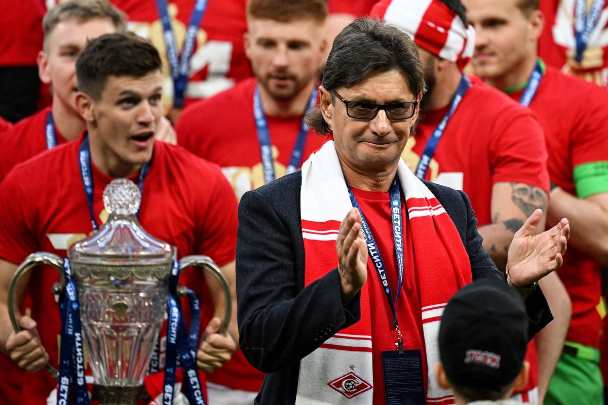 Spartak Moscowís owner and Lukoil vice-president Leonid Fedun reacts after his team won the Russian cup final football match between Spartak Moscow and Dynamo Moscow at the Luzhniki stadium on May 29, 2022. (Photo by Kirill KUDRYAVTSEV / AFP)