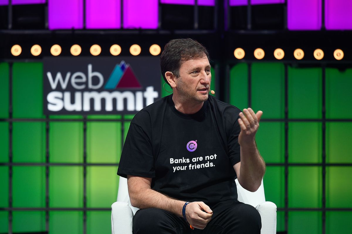1236358325 LISBON, PORTUGAL - 2021/11/04: Alex Mashinsky, Founder and CEO at Celsius, addresses the audience during the last day of the Web Summit 2021 in Lisbon. (Photo by Bruno de Carvalho/SOPA Images/LightRocket via Getty Images)