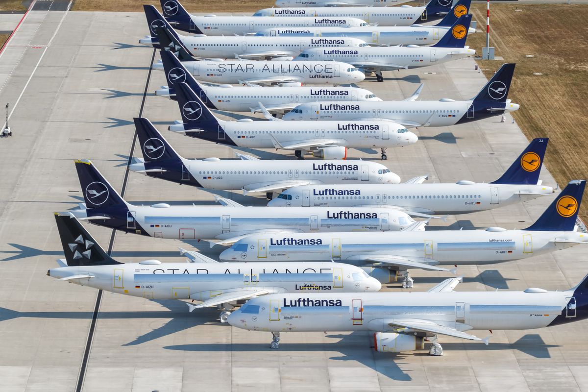Berlin,,Germany,-,August,19,,2020:,Stored,Lufthansa,Airplanes,Coronavirus