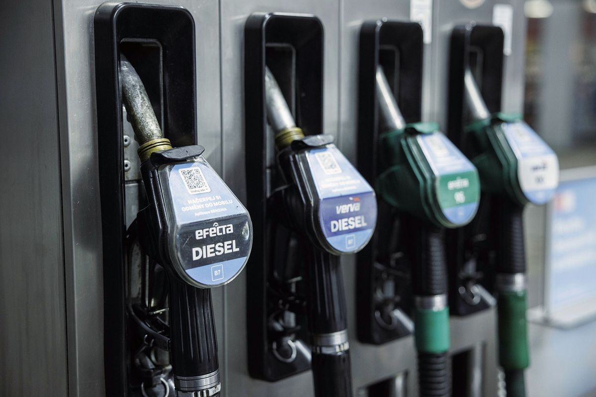 1238847363 A fuel pump at a Benzina S.r.o gas station, operated by Orlen Unipetrol Group, in Prague, Czech Republic, on Monday, Feb. 28, 2022. The U.S. and its allies are discussing a coordinated release of about 60 million barrels of oil from their emergency stockpiles after Russias Ukraine invasion pushed crude prices above $100. Photographer: Milan Jaros/Bloomberg via Getty Images