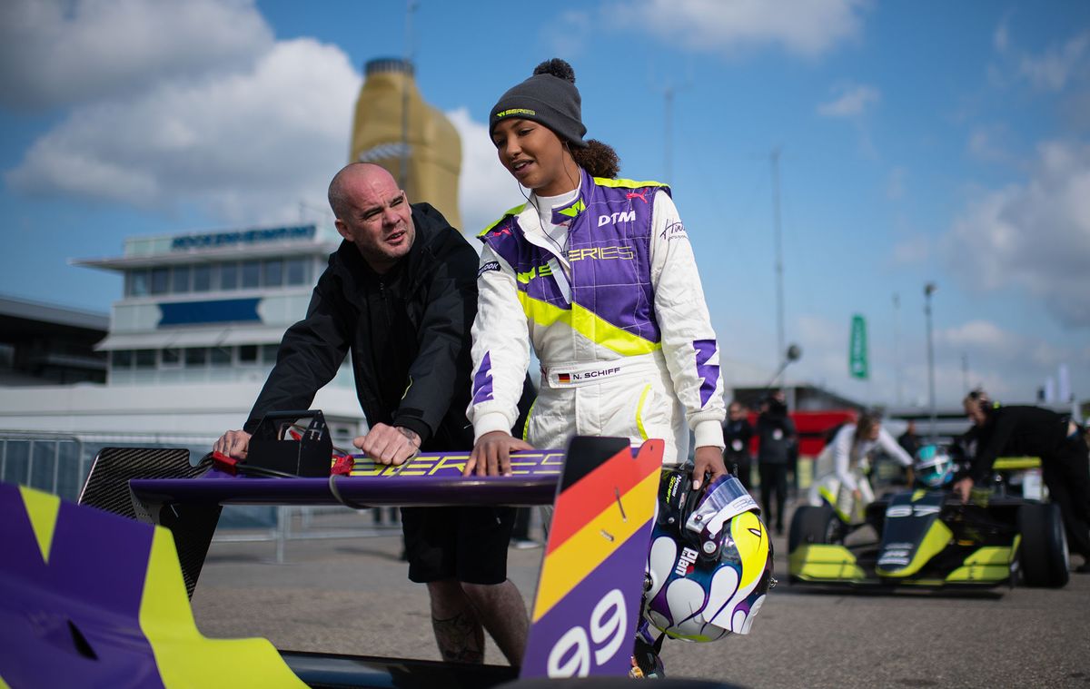 1146649248 HOCKENHEIM, GERMANY - MAY 03: Naomi Schiff of Germany prepares for a training session prior to the first race of the W Series at Hockenheimring on May 03, 2019 in Hockenheim, Germany. W Series aims to give female drivers an opportunity in motorsport that hasn’t been available to them before. The first race of the series, which encompasses six rounds on the DTM support program, is at the Hockenheimring on May 3rd and 4th. (Photo by Matthias Hangst/Getty Images)