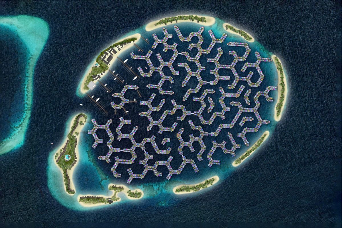 lebegő úszó város Maldív szigetek 