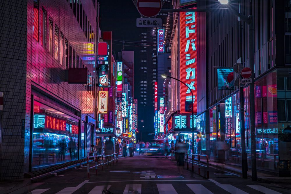 A,Night,Of,The,Neon,Street,At,The,Downtown,Wide