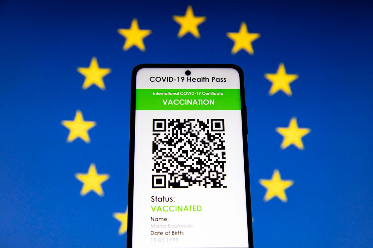 COVID Green Pass Vaccination Certificate On A Mobile Phone