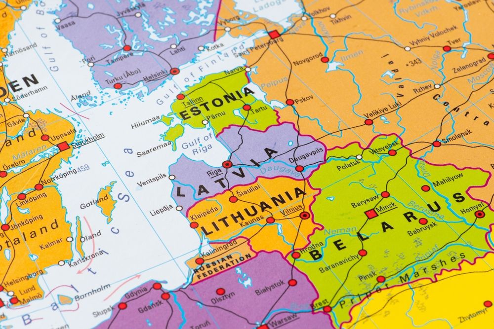 Vilnius,,Lithuania,-,April,6,2022:,Map,Of,Baltic,States