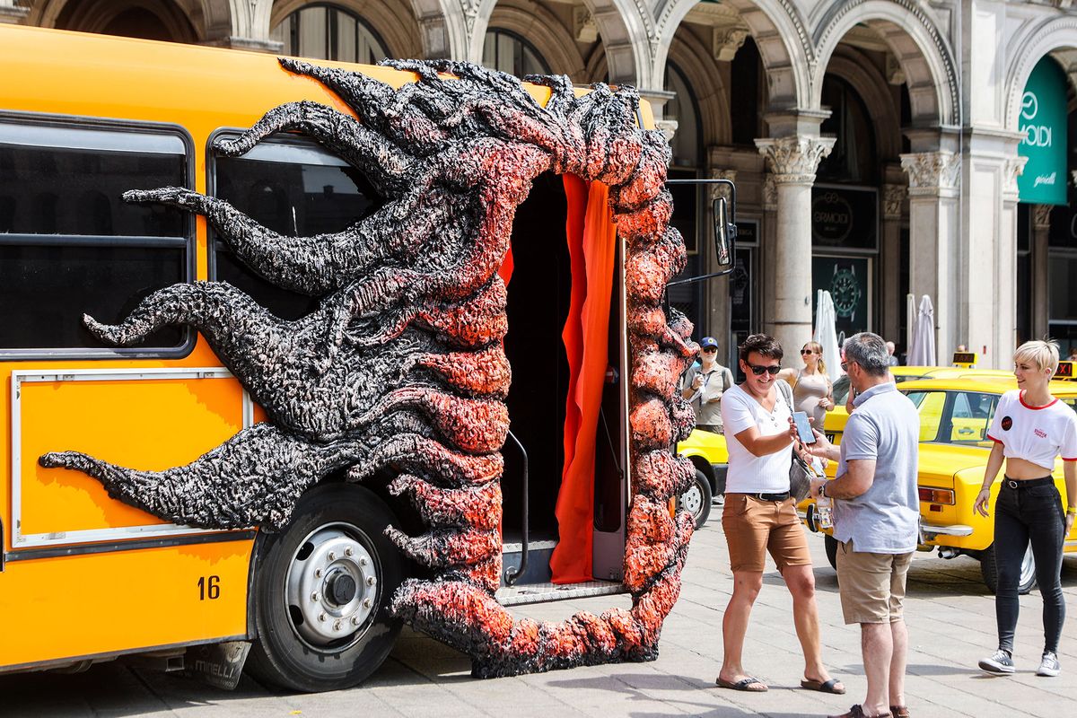 Netflix launch campaign for the release of Stranger Things 4 in Piazza Duomo, Milano, Italy, on May 27 2022. For the occasion, the centre of Milan has been decked out with activities reminiscent of the 1980s (Photo by Mairo Cinquetti/NurPhoto) (Photo by Mairo Cinquetti / NurPhoto / NurPhoto via AFP)