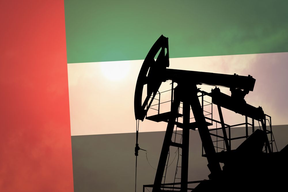Oil,Pump,On,Background,Of,Flag,Of,Emirates