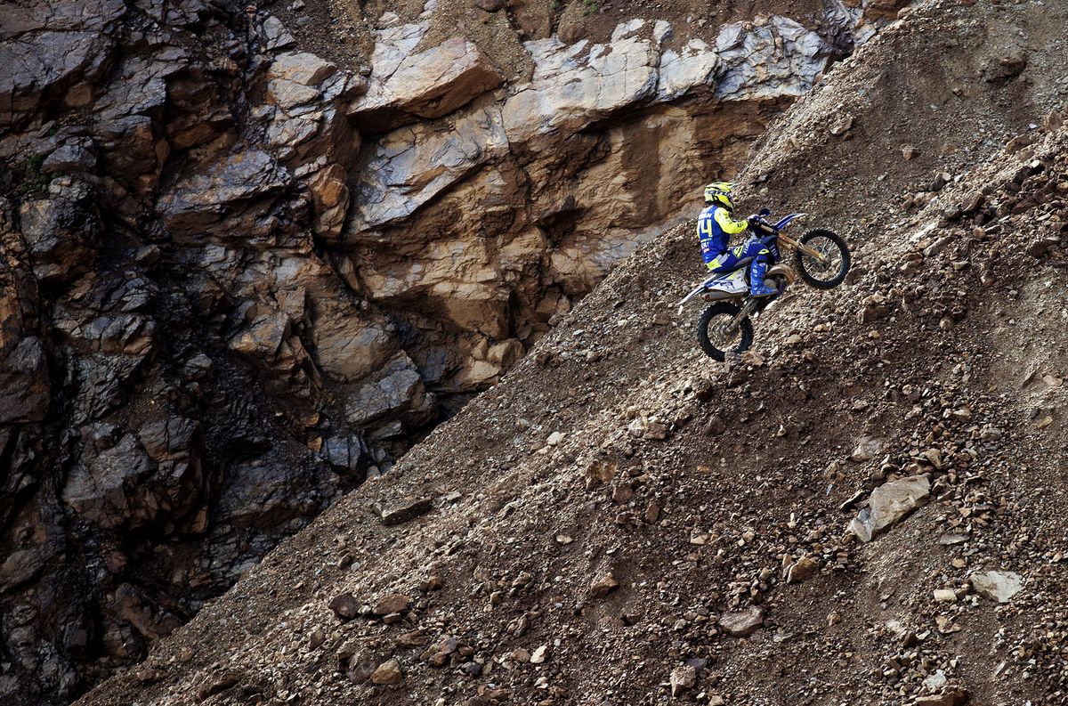 Spain's Mario Roman competes during the Prologue of the Erzberg Rodeo motorcycle enduro event on June 17, 2022 in Eisenerz, Styria, Austria. (Photo by ERWIN SCHERIAU / APA / AFP) / Austria OUT
