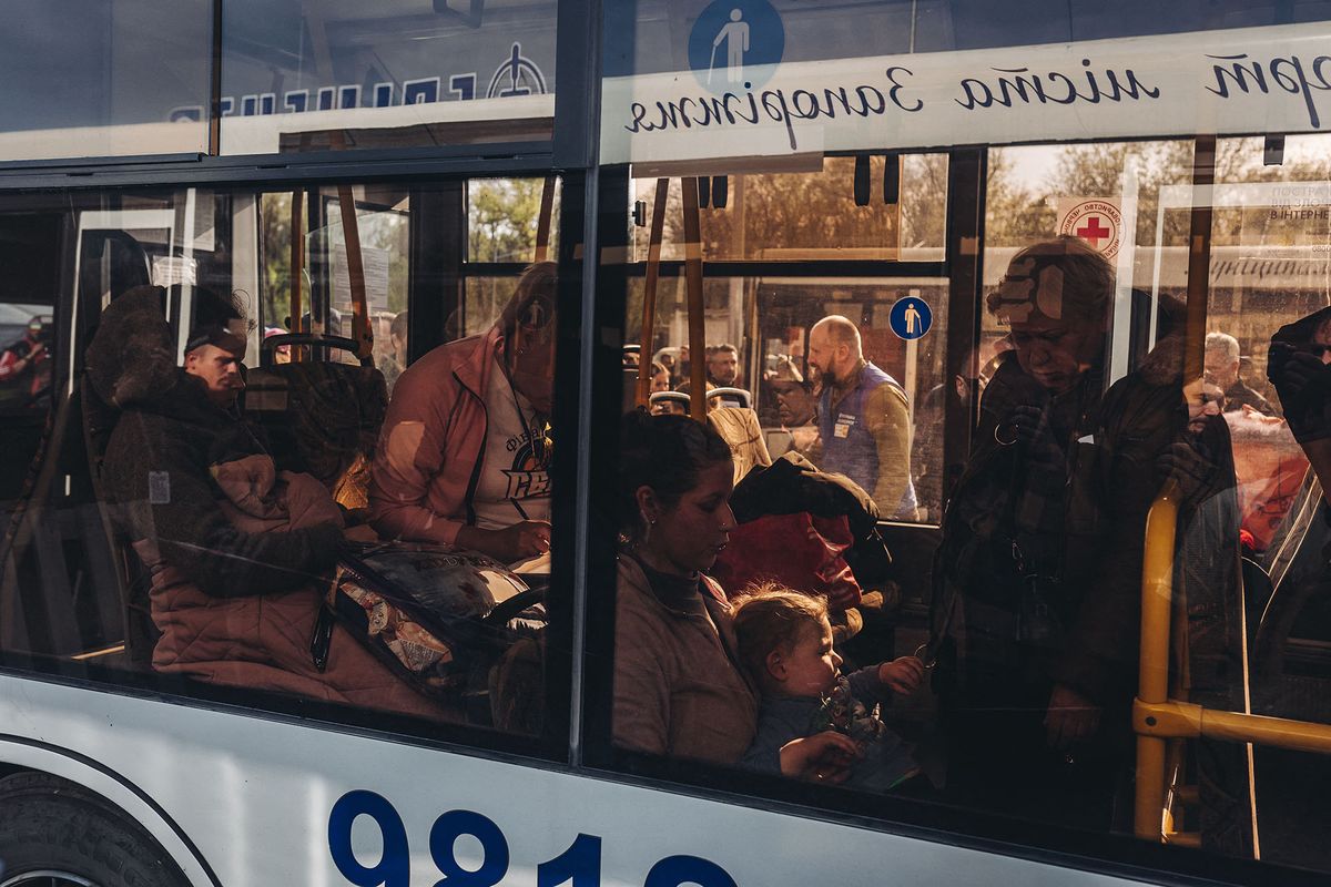 Evacuation of people from Mariupol to Zaporizhzhia