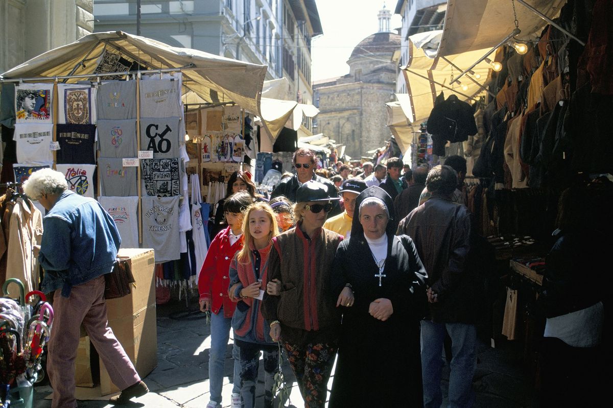 Shoppers beside the Mercato Centrale, Florence, Tuscany, Italy, Europe (Photo by Shoppers beside the Mercato Centrale, Florence, Tuscany, Italy, Europe (Photo by Michael Newton / Robert Harding Heritage / robertharding via AFP)n / Robert Harding Heritage / robertharding via AFP)