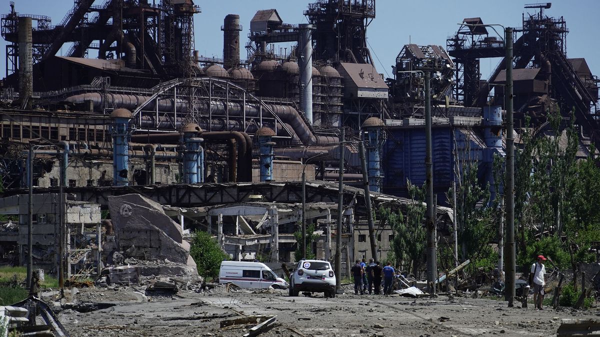 MARIUPOL, UKRAINE - JULY 07: A view of damage at Azovstal steel plant in the Ukraine's port city of Mariupol which is under control of Russian forces after long conflicts, as Russia-Ukraine war continue on July 07, 2022. Stringer / Anadolu Agency (Photo by STRINGER / ANADOLU AGENCY / Anadolu Agency via AFP)