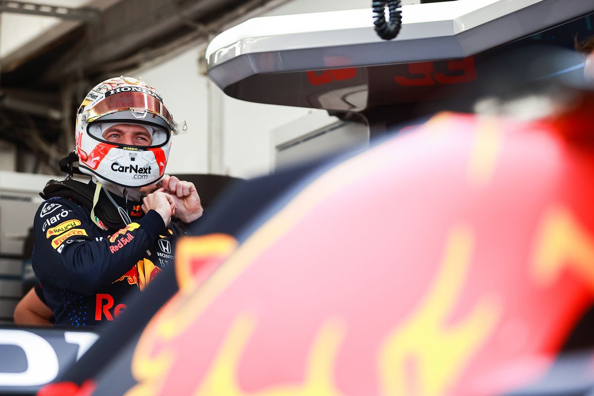 F1 Grand Prix of Hungary, BUDAPEST, HUNGARY - AUGUST 01: Max Verstappen of Netherlands and Red Bull Racing prepares to drive in the garage before the F1 Grand Prix of Hungary at Hungaroring on August 01, 2021 in Budapest, Hungary. (Photo by Mark Thompson/Getty Images)