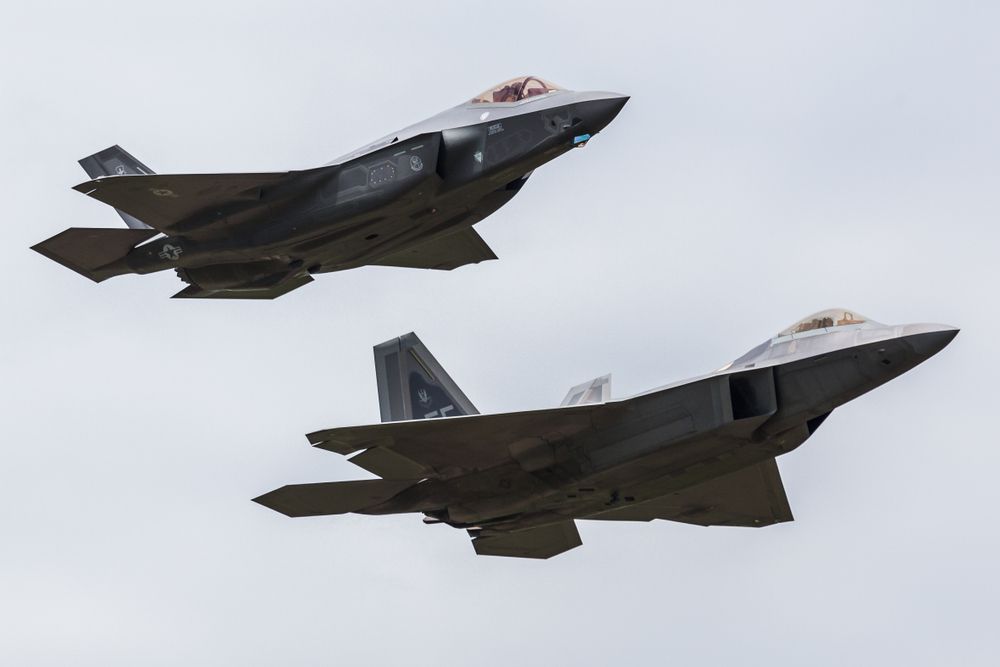 F-22,&,F-35,In,The,Usaf,Heritage,Flight,Seen,At