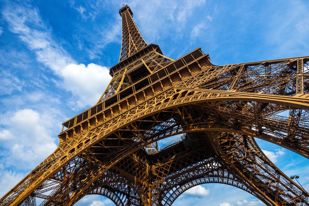 Gorgeous,Wide,Shot,Of,Eiffel,Tower,With,Dramatic,Sky,At