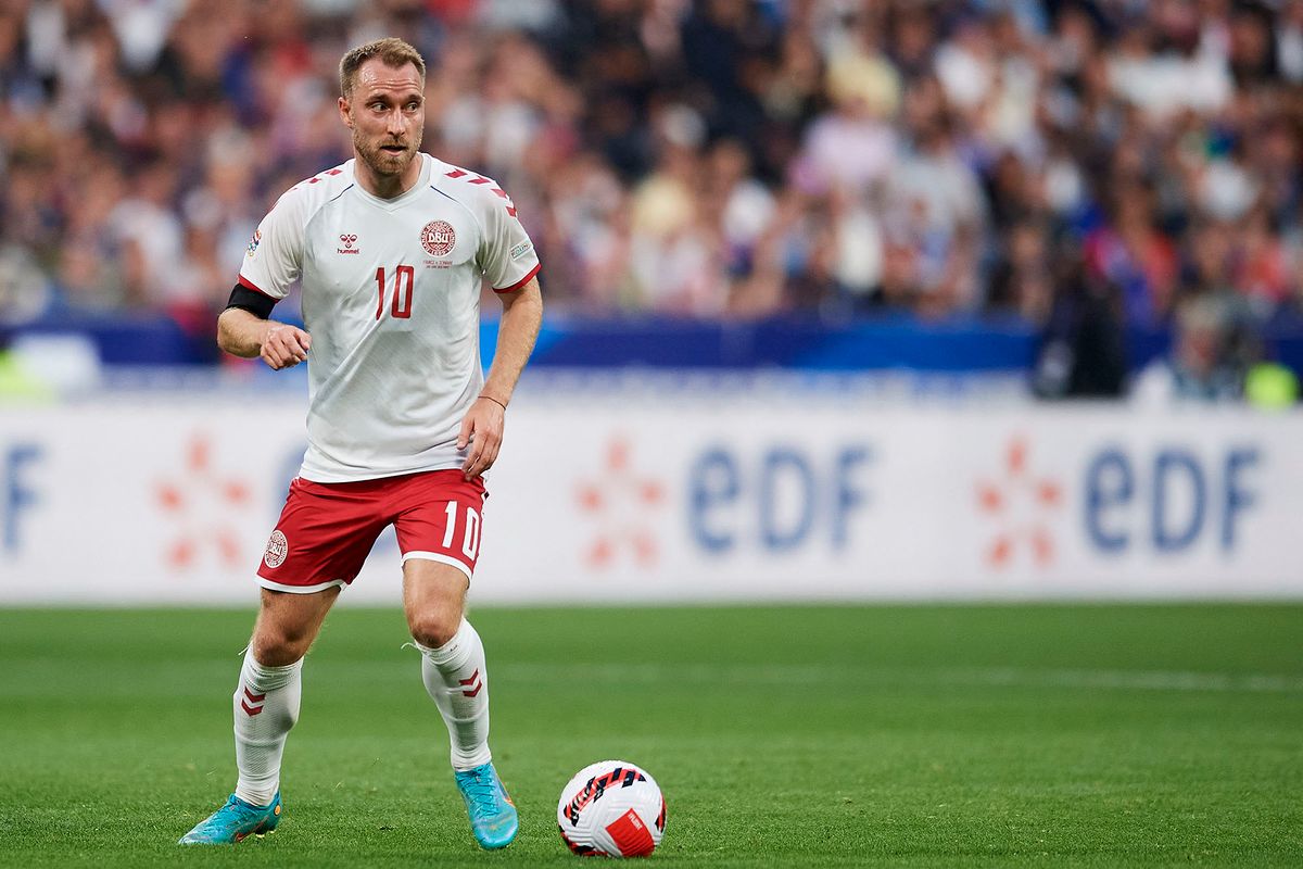 Christian Eriksen (Brentford FC) of Denmark in action during the UEFA Nations League League A Group 1 match between France and Denmark at Stade de France on June 3, 2022 in Paris, France. (Photo by Jose Breton/Pics Action/NurPhoto) (Photo by Jose Breton / NurPhoto / NurPhoto via AFP)