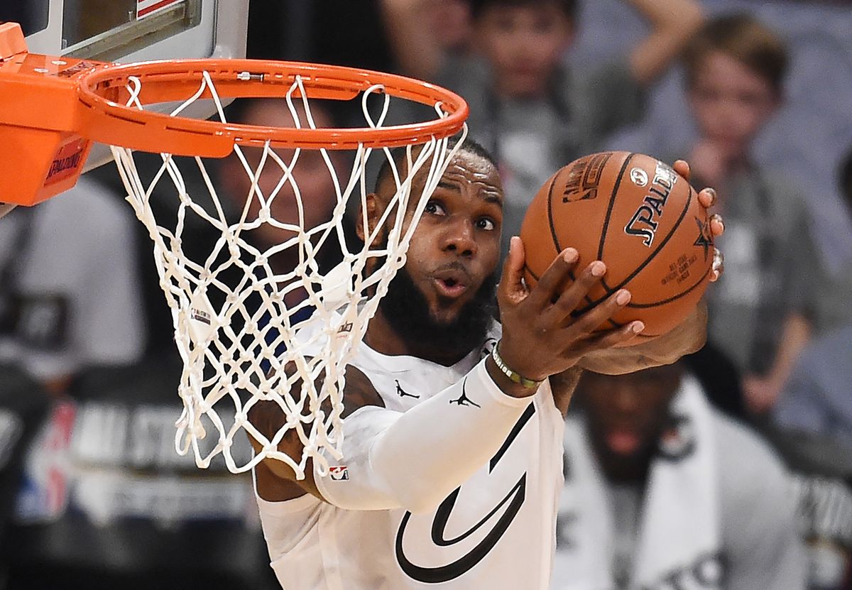 NBA All-Star Game 2018, LeBron James sinks a basket during the 2018 NBA All-Star Game, February 18, 2018 at Staples Center in Los Angeles, California. (Photo by Robyn Beck / AFP)