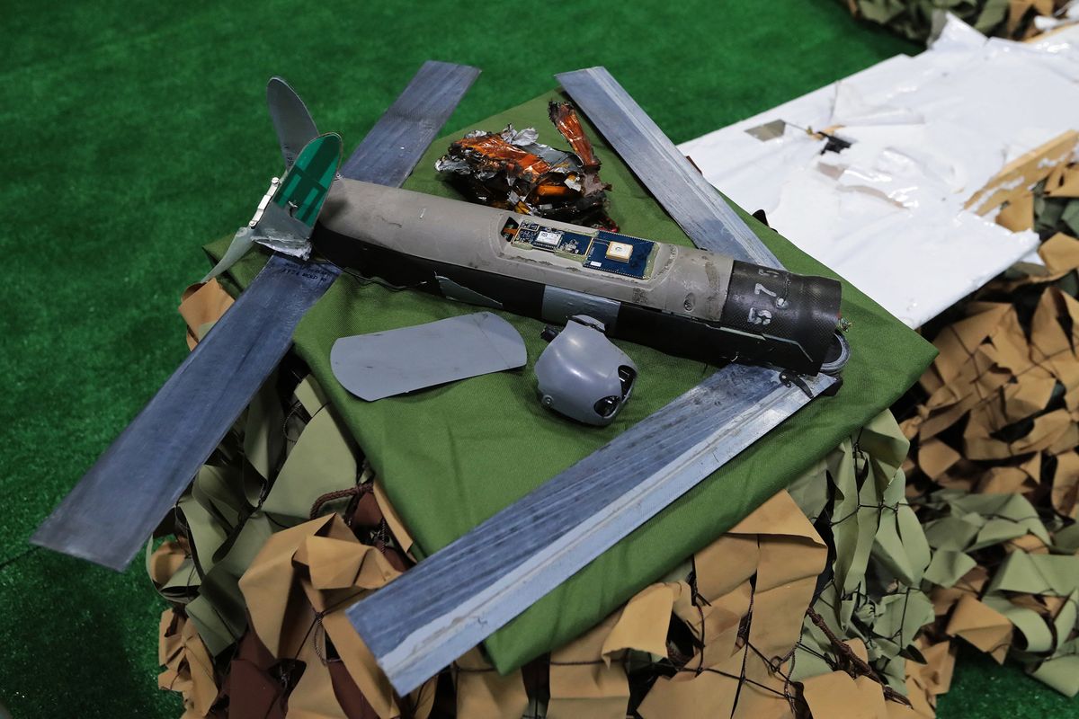 4th Army 2018 International Military Technical Forum. Day three, 5615198 23.08.2018 A Switchblade drone shown at the exhibition of weapons taken from Syrian militants as part of the 4th International Military Technical Forum, Army 2018, in Kubinka. Vitaliy Belousov / Sputnik (Photo by Vitaliy Belousov / Sputnik / Sputnik via AFP)