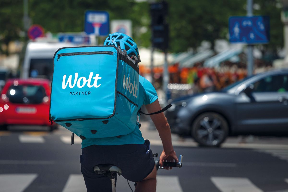 Belgrade,,Serbia,-,June,16,,2021:,Wolt,Delivery,Man,Driving