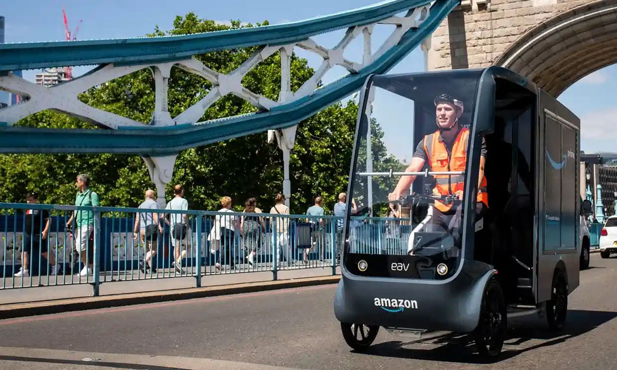 Amazon is using electric cargo bikes that look like mini-trucks to make deliveries in the UK
