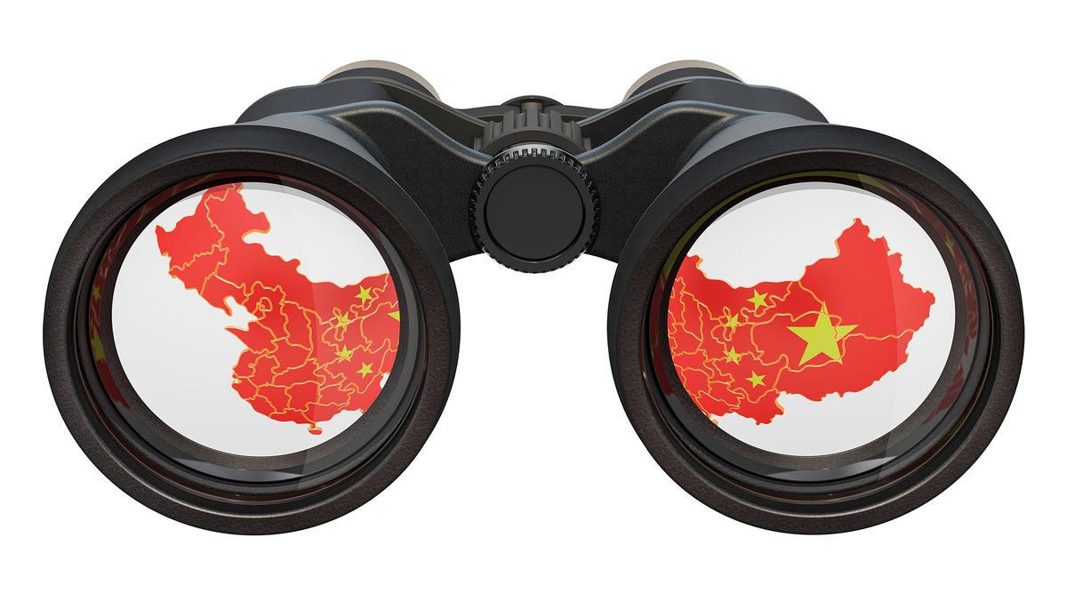 Espionage in China concept, 3D rendering isolated on white background