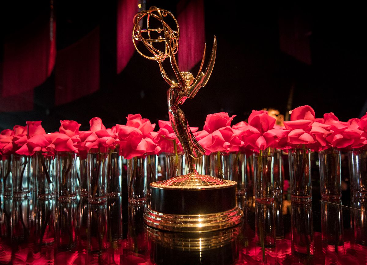 An Emmy statue at the 71st Emmy Awards Governors Ball press preview at LA Live in Los Angeles, California on September 12, 2019. - The 71st Primetime Emmy Awards will be held on September 22, 2019. (Photo by Mark RALSTON / AFP)