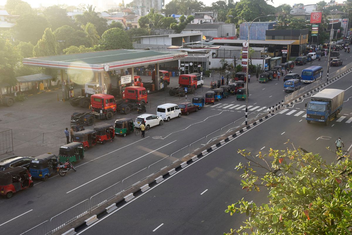 The vehicle is seen in the queue waiting for a fuel station in Colombo, Sri Lanka July 29, 2022Sri Lankaís Prime minister adviser Sagala Ratnayake said today Media briefing at the prime minister's office Diesel shipment containing 30,000 metric tons was due between July 11-15, and a Petrol shipment from India are due by July 22 although the government is trying to source a Petrol shipment by July 10.  (Photo by Akila Jayawardana/NurPhoto) (Photo by Akila Jayawardana / NurPhoto / NurPhoto via AFP)