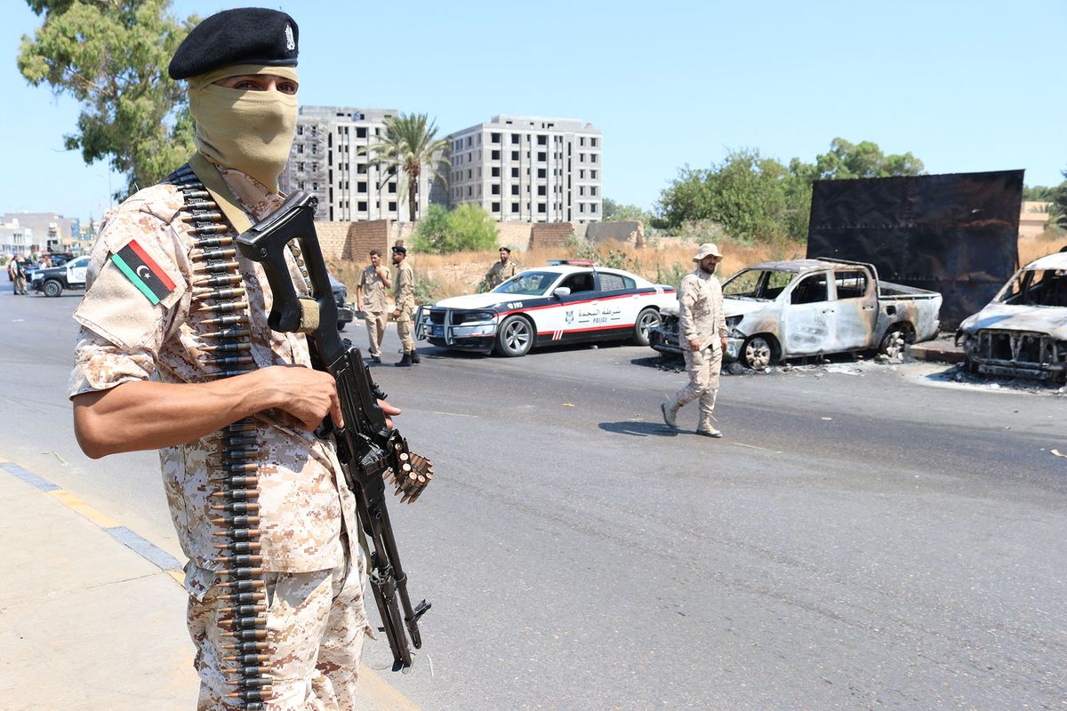 TRIPOLI, LIBYA - JULY 22: Security measures are taken after conflict between two armed groups in Tripoli, Libya on July 22, 2022. Hazem Turkia / Anadolu Agency (Photo by Hazem Turkia / ANADOLU AGENCY / Anadolu Agency via AFP)