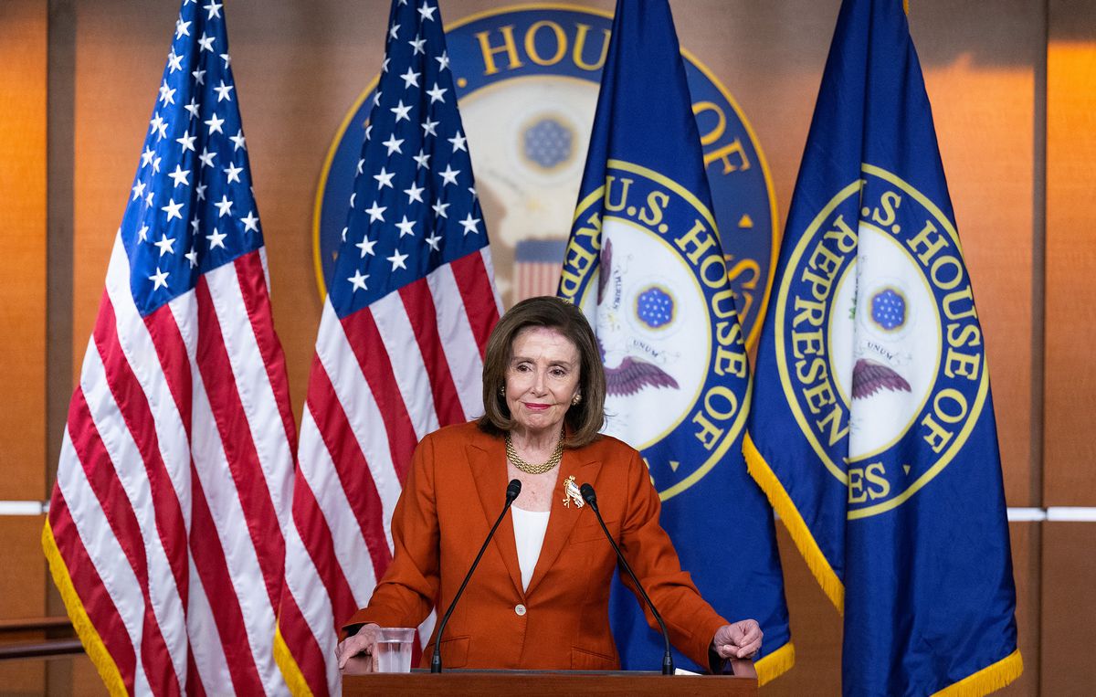 US Speaker of the House, Nancy Pelosi, Democrat of California, speaks during her weekly press briefing on Capitol Hill in Washington, DC, on June 9, 2022. (Photo by SAUL LOEB / AFP)