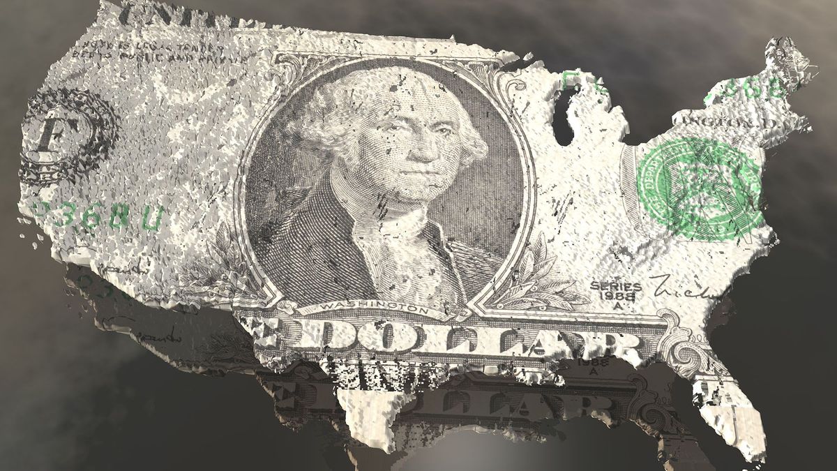 digital visualization of the usa with dollar texture dollár Amerika USA pénz valuta infláció krízis