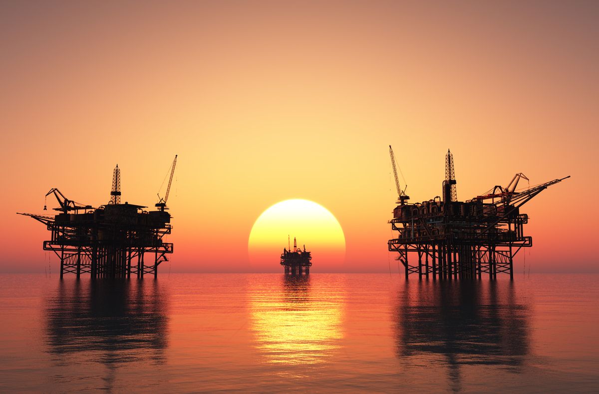 Oil,Rig,At,Late,Evening