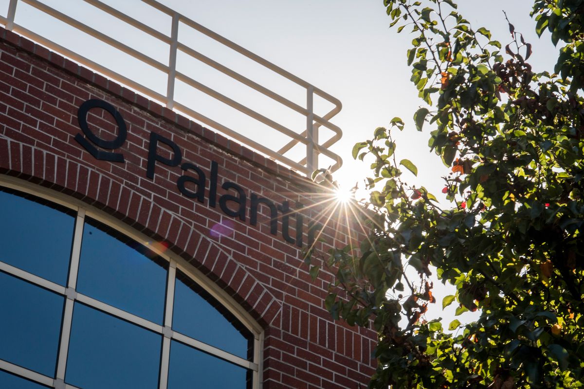 Palantir Technologies Inc. signage is displayed outside the company's headquarters in Palo Alto, California, U.S., on Tuesday, Nov. 5, 2019. BP Plc, one of the world's biggest oil and gas companies, is a shareholder in secretive U.S. data-mining firm Palantir Technologies Inc., the Sunday Times reported. Photographer: David Paul Morris/Bloomberg