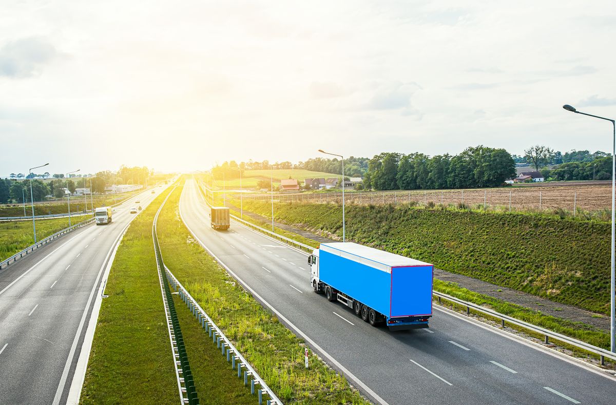Truck on the roads of Europe. Logistics and delivery of cargo