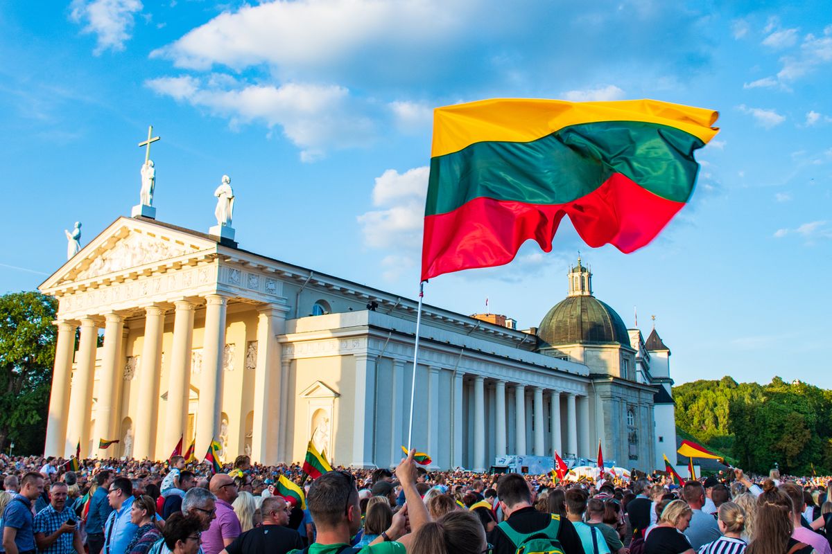 Vilnius,Lithuania,-,August,23,2019:,Lithuanian,Flag,Waving,In