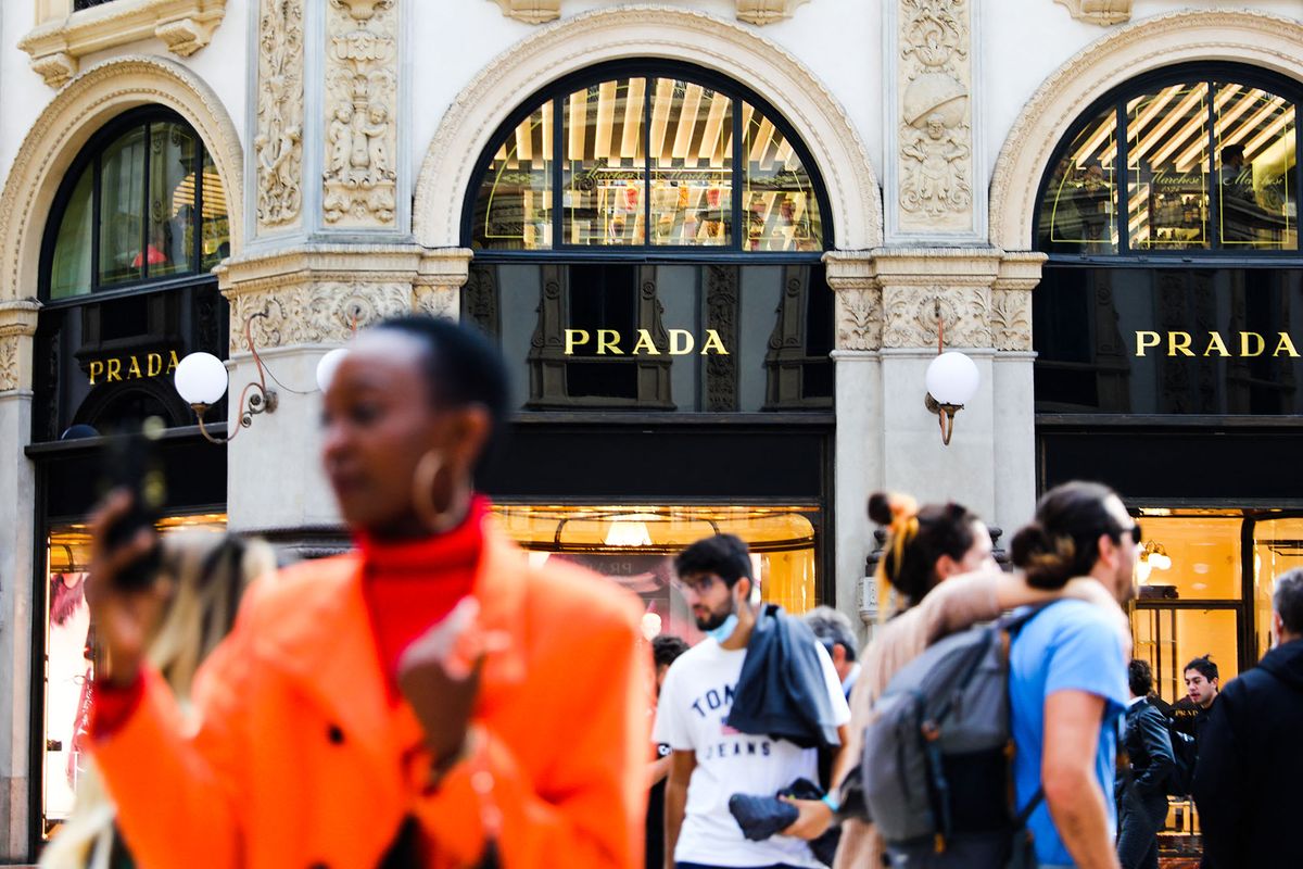 Prada shop is seen inside Galleria Vittorio Emanuele II in Milan, Italy on October 6, 2021.  (Photo by Beata Zawrzel/NurPhoto) (Photo by Beata Zawrzel / NurPhoto / NurPhoto via AFP)