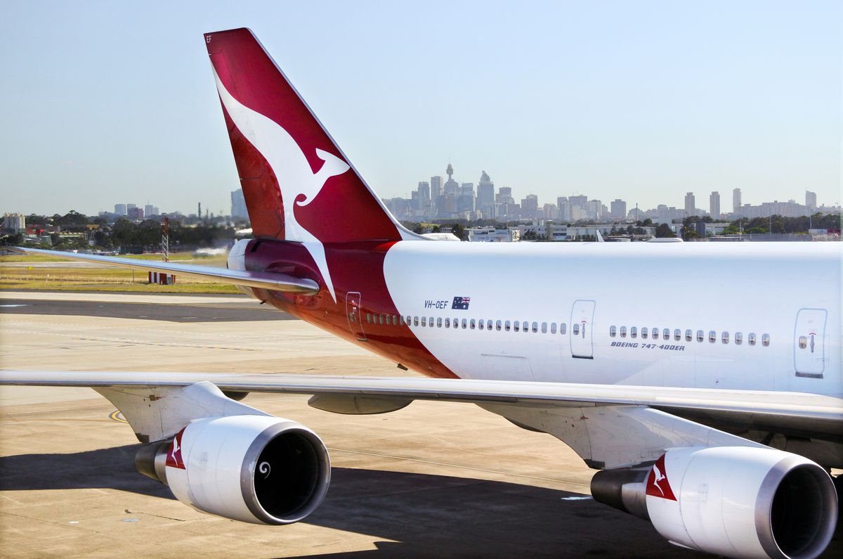 Sydney, Aus - 24 de octubre de 2016: qantas, Airways, Jet, Plane, At