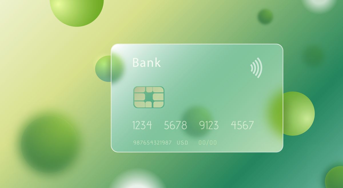 Transparent,Bank,Green,Card.,Glass,Credit,Card,With,Abstract,Green