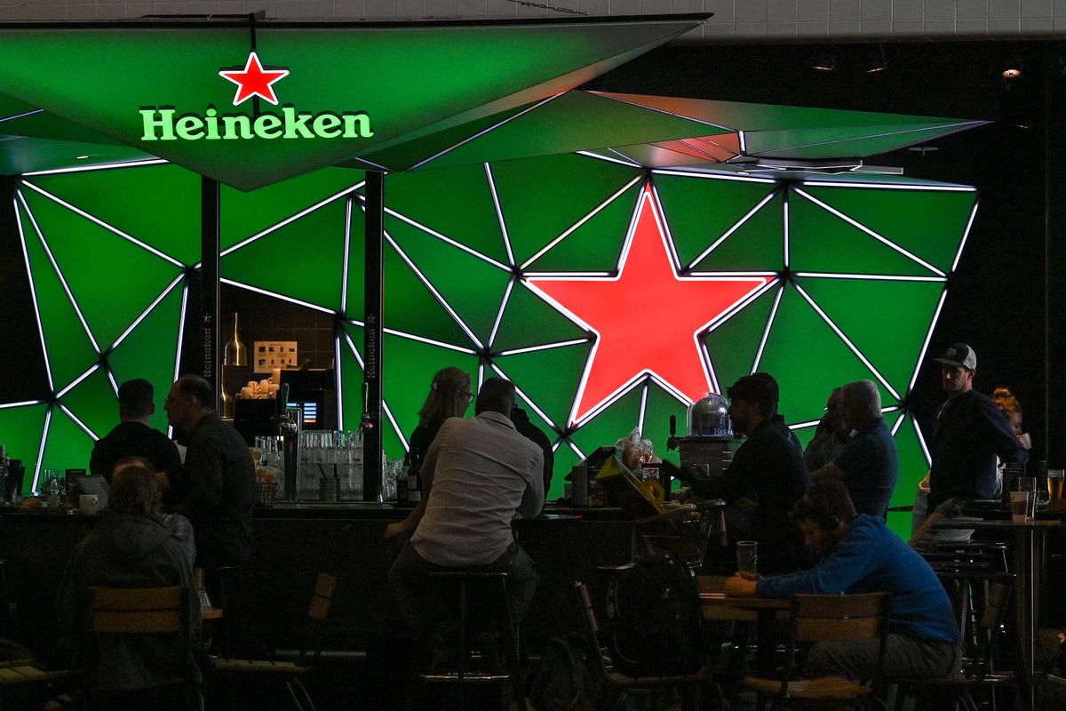 A Heineken bar at the Terminal at Amsterdam Airport Schiphol.On Sunday, May 22, 2022, in Amsterdam-Schiphol airport, Schiphol, Netherlands. (Photo by Artur Widak/NurPhoto) (Photo by Artur Widak / NurPhoto / NurPhoto via AFP)